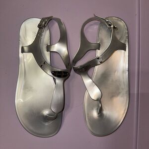 Michael Kors Silver Sandals Minimalist Design
